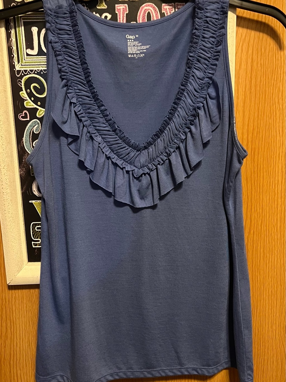 GAP Navy Ruffled V-Neck Tank Top